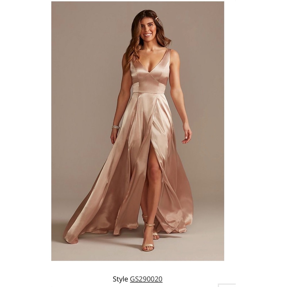 Galina Signature V-Neck A-Line Gown Rose Gold GS290020 Bridesmaid Dress